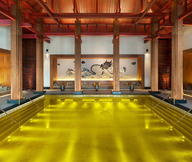 Gold energy pool at St. Regis in Lhasa, Tibet